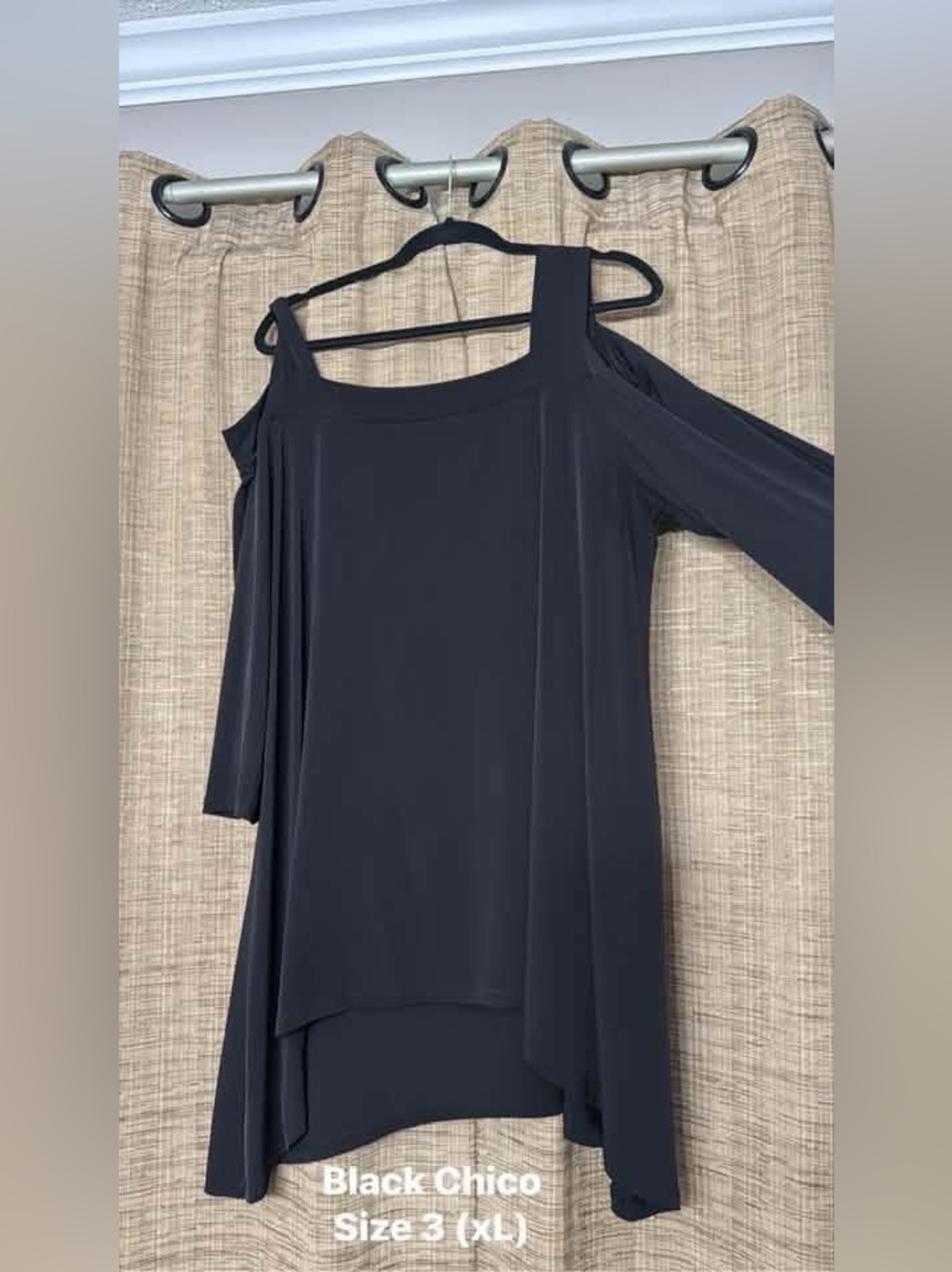 Chico's Black High-Low Cold-Shoulder Top